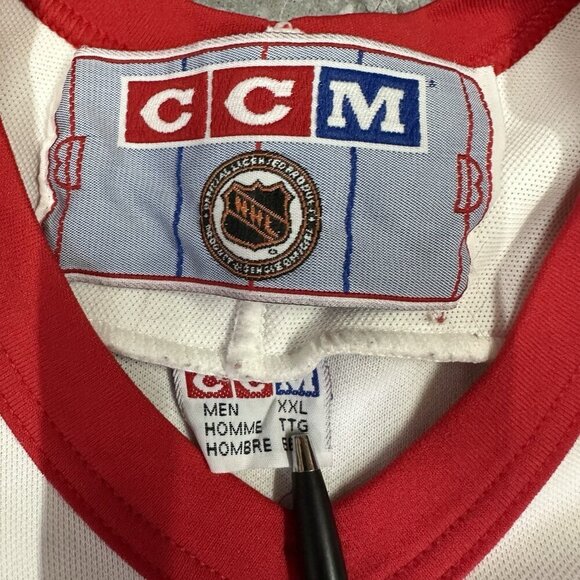 Vintage Detroit Red Wings NHL CCM Maska Hockey Jersey Size XXL White Red - Picture 3 of 7
